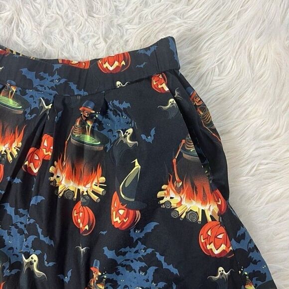 Halloween Black & Orange Pumpkin Short Skater Skirt Women’s Plus Size 1X Witchy - Picture 9 of 9